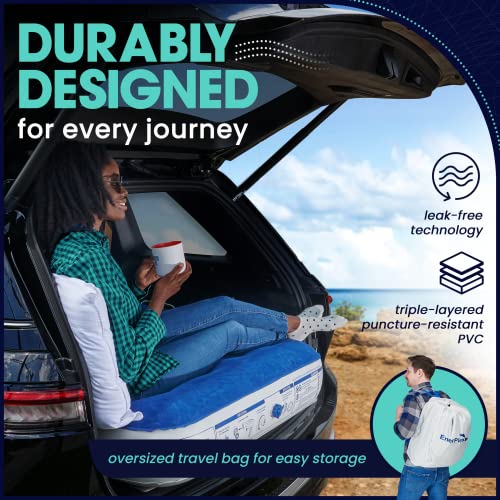 EnerPlex Camping Air Mattress with Built in Pump - Queen Blow Up Mattress for Travel & Guests - Portable Bed for Adults and Kids - Blue