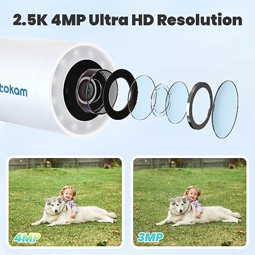litokam 4MP Security Camera Outdoor, 2.5K Cameras for Home Security Outside with AI Motion Detection and Alarm, 2-Way Audio, Color Night Vision, Surveillance Camera 2.4GHZ WiFi, IP65