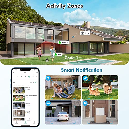 Viseefocu Solar Security Cameras Wireless Outdoor for Home Security, Two Spotlights, 1080P Color Night Vision Battery Powered Camera with 2.4GHz WiFi, PIR, Two-Way Talk, IP66, Cloud/SD