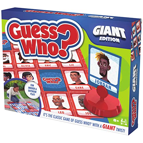 SPIN MASTER GAMES Guess Who? Giant Edition Game for Kids Family Board Game Indoor/Outdoor Games Kids Games with Big Boards, Cards, Spinner, for Kids Ages 8 and Up