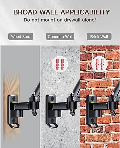 HUANUO Ultrawide Monitor Wall Mount for up to 34 35 inch Flat Curved Screens, Single Wall Mount Monitor Arm Holds 26lbs Max, Height Adjustable Full Motion Gas Spring Vesa Mount, Max 200x200mm, HNWSS4