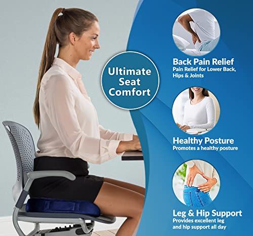 ComfiLife Gel Enhanced Seat Cushion – Non-Slip Orthopedic Gel & Memory Foam Coccyx Cushion for Tailbone Pain – Office Chair Car Seat Cushion – Sciatica & Back Pain Relief (Navy)