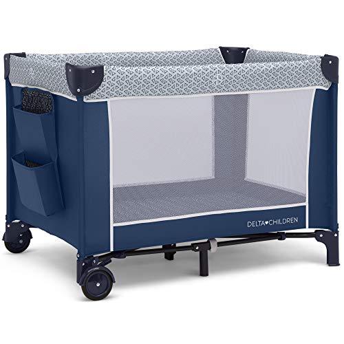 Delta Children LX Deluxe Portable Baby Play Yard with Removable Bassinet & Changing Table, Midnight