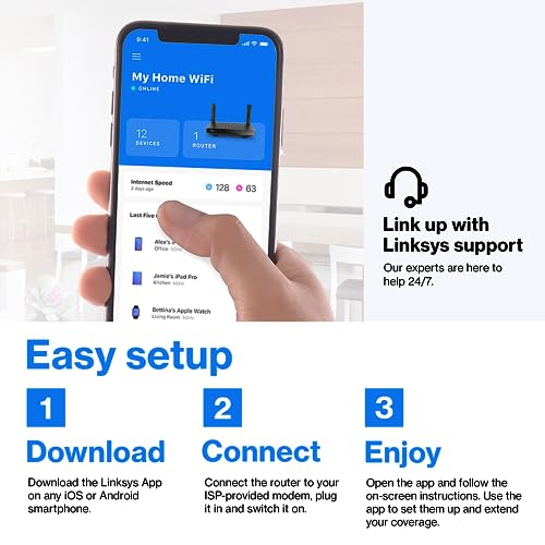 Linksys WiFi Mesh 6E Tri-Band Router | Fast and Reliable speeds | Connect 50+ Devices | Coverage of 2,500 Sq Ft | 2021 Release