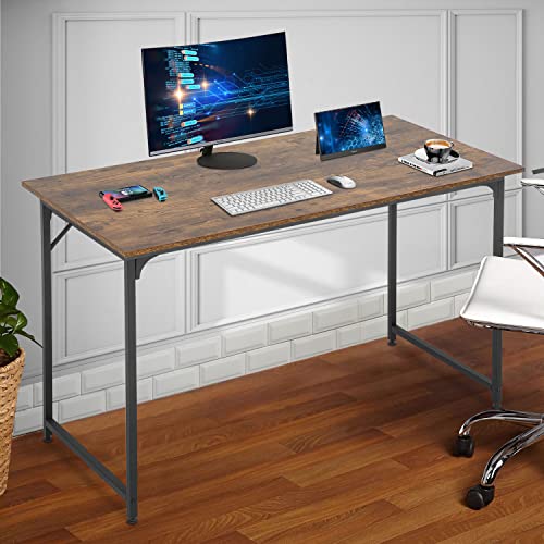 Computer Desk Home Office Desk 48”W x 24”D Gaming Desk Corner Writing Black Large Student Art Modren Simple Style PC Wood and Metal Desk Workstation for Small Space,Vintage