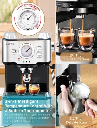 Gevi Espresso Machine, Espresso Maker with Milk Frother Steam Wand, Compact Espresso Super Automatic Espresso Machines for home Cappuccino, Latte