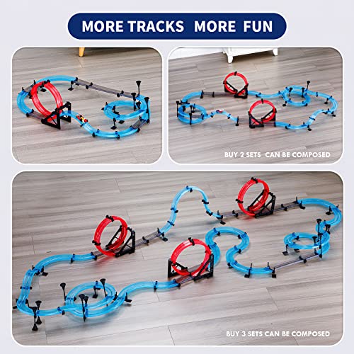 INSGEN Magnetic Slot Car Race Track Sets for Kids - Electric Remote Control Track Builder Toys for Boys Ages 6-12