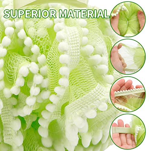 BCKENEY Bath Shower Sponge Soft Mesh Poufs Shower Loofah Ball Body Wash Scrubber Bath Sponge for Women and Men Soothing Face & Body Exfoliator (4Pcs 60G Luxury)