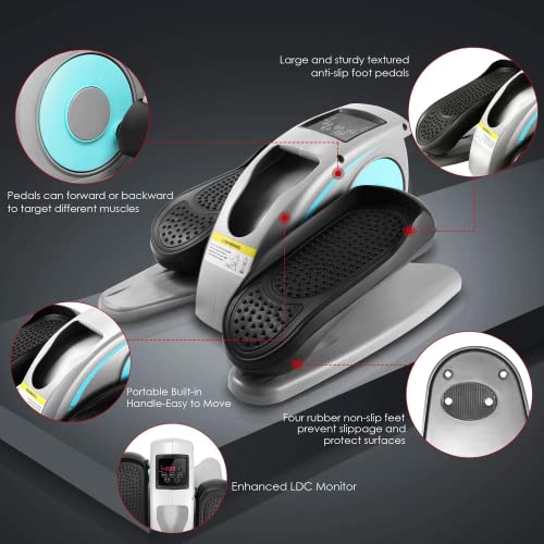 ANCHEER Under Desk Elliptical Machine, Leg Exercise Pro Machine Pedal Exerciser for Seniors as Seen on TV Portable Leg Exerciser While Sitting with Massage Pedal/LCD Monitor/Remote Control