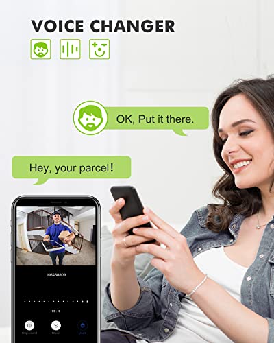 MUBVIEW Doorbell Camera Wireless with Chime, Video Doorbell - No Subscription, Voice Changer, Motion Zones, 1080HD, PIR Human Detection, 2.4Ghz WiFi, Battery-Powered Smart Doorbell