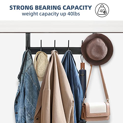 HMRACK 4-Pack Over-The-Door Hooks,Towel Rack Hangers with 6 Hooks for Coats, Bags, Keys - Ideal for Bathroom, Bedroom, Kitchen, and Living Room