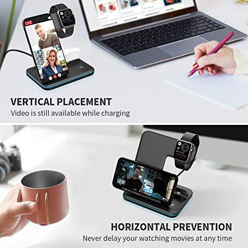 WAITIEE Wireless Charger 3 in 1,15W Fast Charging Station for Apple Watch 7/6/5/4/3/2/1,for AirPods Pro,for iPhone14/13 Pro/Pro Max/12/11/X/Xr,for Samsung Galaxy Phone Series (No Watch Charging Cable)