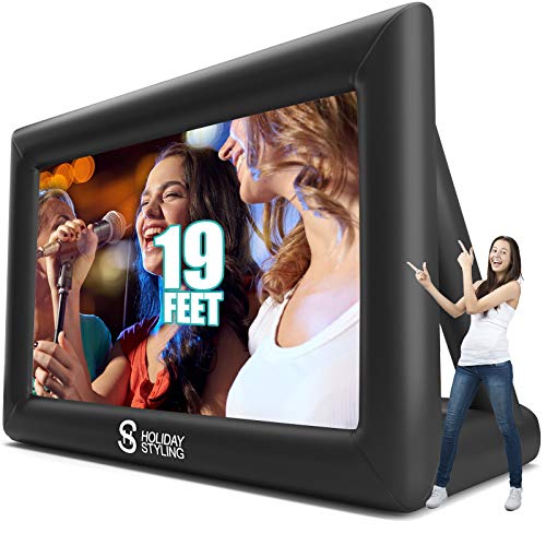 Holiday Styling 19FT Giant Inflatable Outdoor Projector Screen – 230” Blow Up TV & Movie Screen - Thick Airtight Material for Portable Front/Rear Projection - Backyard Movie Night, BBQ, Pool Party