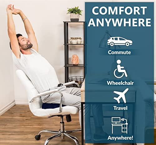 ComfiLife Gel Enhanced Seat Cushion – Non-Slip Orthopedic Gel & Memory Foam Coccyx Cushion for Tailbone Pain – Office Chair Car Seat Cushion – Sciatica & Back Pain Relief (Navy)