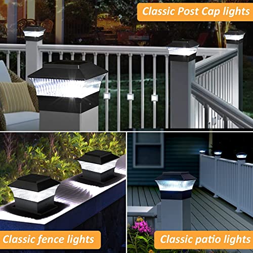 MXwcy Solar Post Lights Outdoor LED Deck Fence Patio Cap Lights Garden Decoration Lighting for 3.5x3.5 4x4 5x5 6x6 Wood Post 4 Pack Black
