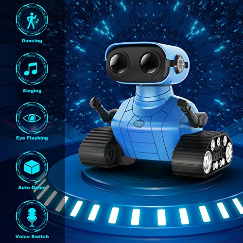 Hamourd Robot Toys for Boys Girls, Rechargeable Remote Control Robots, Emo Robot with Auto-Demonstration, Flexible Head & Arms, Dance Moves, Music, Shining LED Eyes, Kids Toys for 5+ Years Old Boys