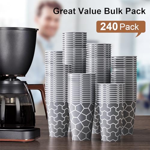 Huifany Paper Cups 12 oz 240 Count, Disposable Coffee Cups, Hot/Cold Beverage Drinking Cups for Water, Coffee, Tea, Juice