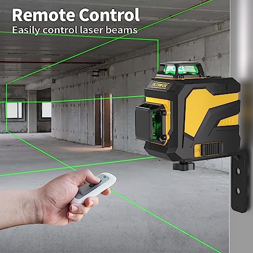 Laser Level, IKOVWUK 3x360° Cross Line Laser for Construction and Picture Hanging, 12 Green Lasers with Self-leveling, 65 ft Vertical & Horizontal Line, Level Tool with 5200 mAh Rechargeable Battery