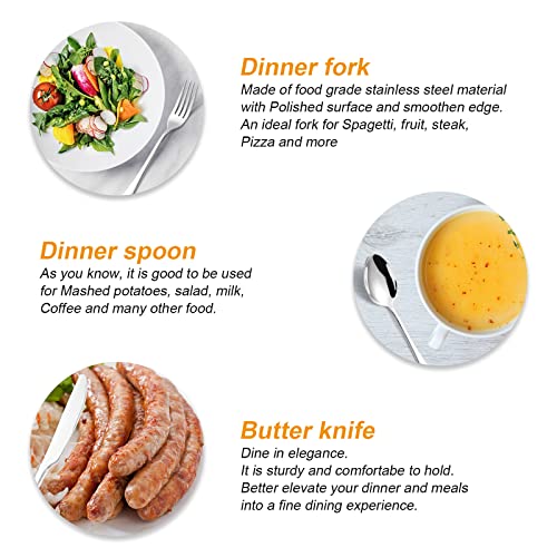 48 pieces Silverware with orgainzer, KITWARE Flatware for 8, Stainless Steel Utensil with metal tray, Home & Kitchen Mirror Polish Cutlery, Dishwasher Safe