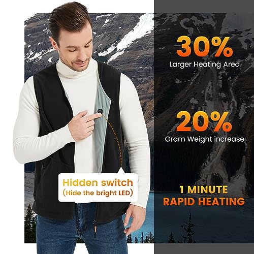 ISOPHO Heated Vest for Men and Women, USB Charging Vest Heating for 8 Hours, Electric Heated Jacket for Outdoor Work Black M(Power Bank NOT Include)