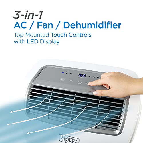 BLACK+DECKER 8,500 BTU Portable Air Conditioner with Remote Control, White
