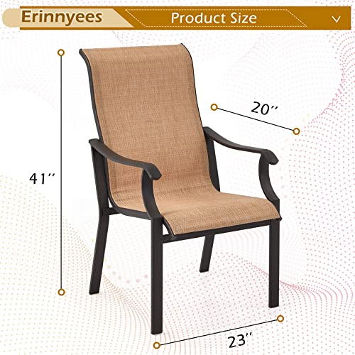 Erinnyees 4 PCS Outdoor Textilene Dining Chairs, Coated Metal Frame Textilene Chair with High Back and Armrest for Patio, Deck, Yard and Poolside…