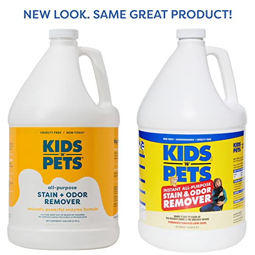 KIDS 'N' PETS - Instant All-Purpose Stain & Odor Remover – 128 fl oz (Packaging May Vary) - Permanently Eliminates Tough Stains & Odors – Even Urine Odors - No Harsh Chemicals, Non-Toxic & Child Safe