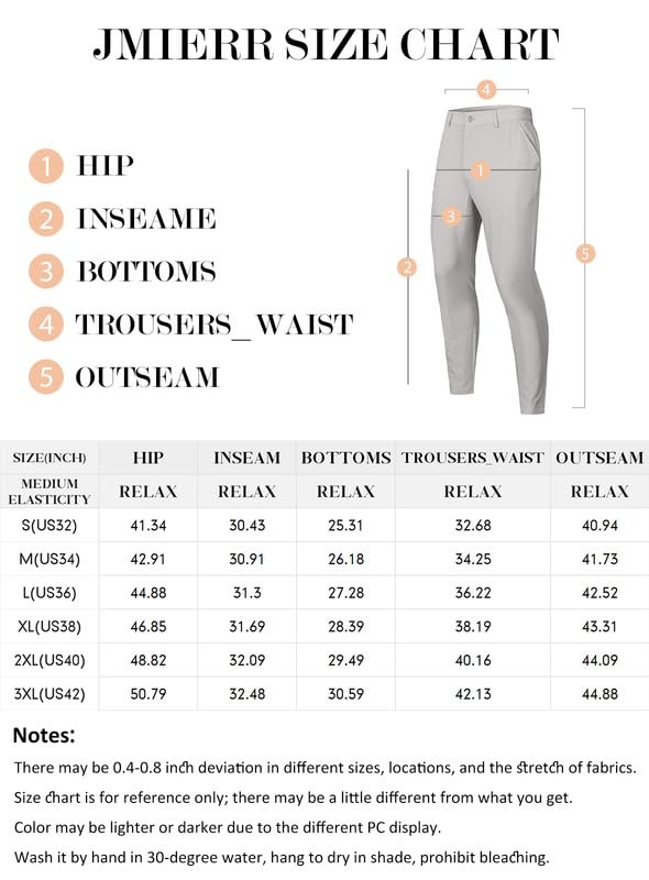 JMIERR Golf Pants for Men Stretch Slim Fit Joggers Flex Dress Pants Work Travel Chino Pants 2023 Fashion Trousers with Pockets,US 34(M),Black