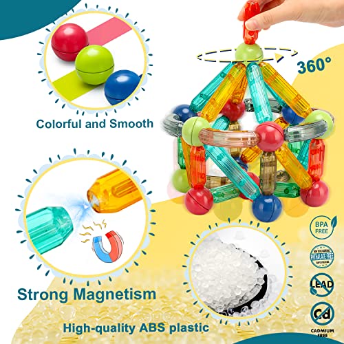 MAGDIY Magnetic Blocks Toddler Sensory Toys for 3+ Year Old Boys & Girls, Magnetic Sticks Building Toys for Kids Age 3-5 4-8, STEM Learning Educational Preschool Montessori Autism Toys, Birthday Gifts