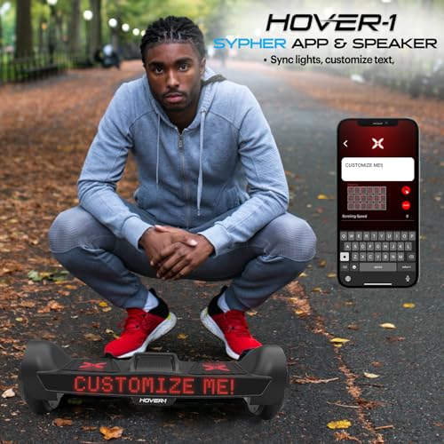 Hover-1 Sypher Electric Self-Balancing Hoverboard with Customizable Screen, Dual 150W Motors, 7 mph Max Speed, and 7 Miles Max Range