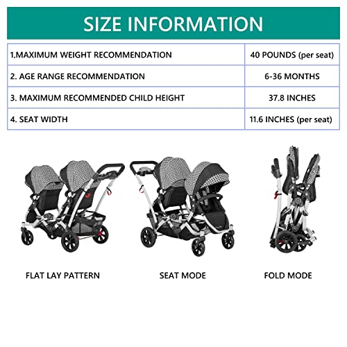 Dream On Me Track Tandem Double Umbrella Stroller in Black & White, Lightweight Double Stroller for Infant and Toddler, Multi-Position Reversible & Reclining Seats, Large Storage Basket and Canopy