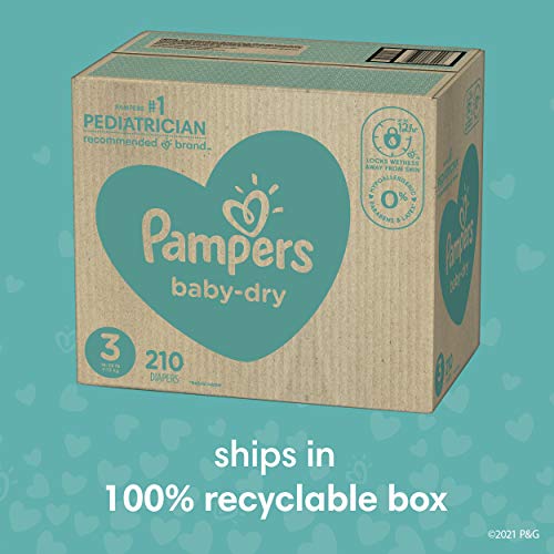 Diapers Size 4, 186 Count and Baby Wipes - Pampers Baby Dry Disposable Baby Diapers, ONE MONTH SUPPLY with Baby Wipes Sensitive 6X Pop-Top Packs, 336 Count (Packaging May Vary)