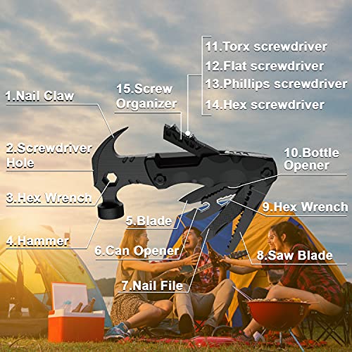 Gifts for Men Unique, WESTLEY Multitool, 15 in 1 Survival Gear, Camping Accessories, 4 Screwdrivers heads with Magnetic, Christmas Gifts for Men, Lock Function, cool gadgets for men WT15H