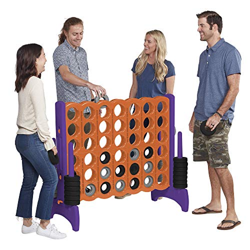 ECR4Kids Jumbo 4-To-Score Giant Game Set - Oversized 4-In-A-Row Fun for Kids, Adults and Families - Indoors/Outdoor Yard Play - 4 Feet Tall - Orange and Purple