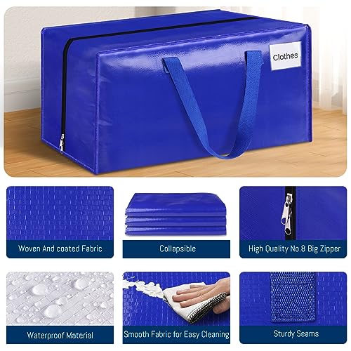 BlissTotes Moving Bags, Heavy Duty Moving Supplies & Storage Bags, Extra Large Packing Bags, Boxes with Tag Pockets, Collapsible Fold Flat Storage Totes, Alternative to Box and Bin, 93L, 6 Packs
