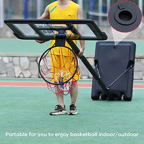 WIN.MAX Portable Basketball Hoop Goal System 4.8-10ft Adjustable 44in Backboard for Kids/Adults Indoor Outdoor