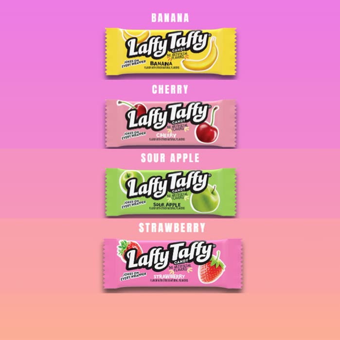 Laffy Taffy Candy, School Candy, Assorted Taffy Candy, Sour Apple, Cherry, Strawberry & Banana Flavors, 145 Pieces