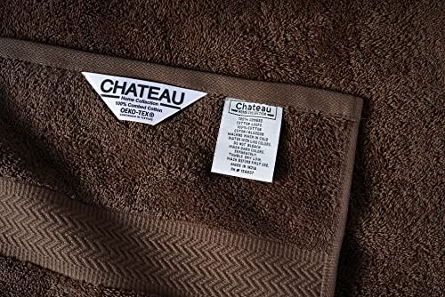 18 Piece Bath Towels Set, 100% Cotton Bathroom Towels, Super Absorbent Towel Sets for Bathroom, Gym Towels, Spa Towels, 4 Large Bath Towels, 6 Hand Towels, 8 Washcloths - Chocolate Brown