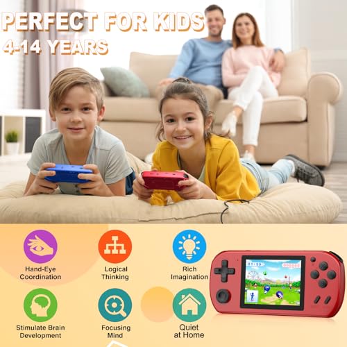CULAGEiMi Handheld Game Console for Kids Adults Built-in 270 Retro Video Games, Portable Gaming System with Rechargeable Battery Gamepad, Mini Arcade Toys Supports 2 Players Birthday Xmas Gifts, Red