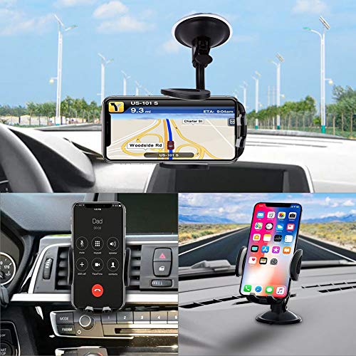 Car Phone Mount, Vansky 3-in-1 Cell Phone Holder Car Air Vent Holder Dashboard Mount Windshield Mount for iPhone Xs Max R X 8 Plus 7 Plus 6S Samsung Galaxy S9 S8 Edge S7 S6 LG Sony and More