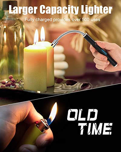 NESAPTO Electric Lighter, Candle Lighter Rechargeable Long Lighter with Flexible Neck LED Battery Display, USB Plasma Flameless Lighter for Candle Camping Grill Fireworks
