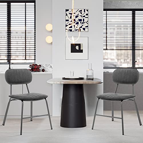 CangLong Home Laurette Collection Modern Style PU Upholstered (Set of 2) with Stainless Steel Frame & Legs, Grey Dining Chairs