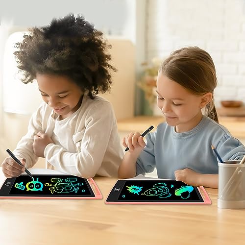 2 Pack LCD Writing Tablet, 8.5 Inch Colorful Doodle Board Drawing Tablet for Kids, Kids Travel Games Activity Learning Toy Birthday Gifts for Age 2 3 4 5 6 7 8 Year Old Boys and Girls Toddler -Pink