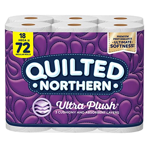 Quilted Northern Ultra Plush® Toilet Paper, 18 Mega Rolls = 72 Regular Rolls, 3-Ply Bath Tissue