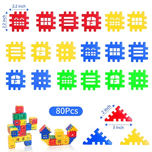 hirebird Building Blocks 80-pcs Children's Building Blocks - Interlocking Building Blocks for Toddlers and Children - Fun and Educational Toys for Skill Development Building Sets