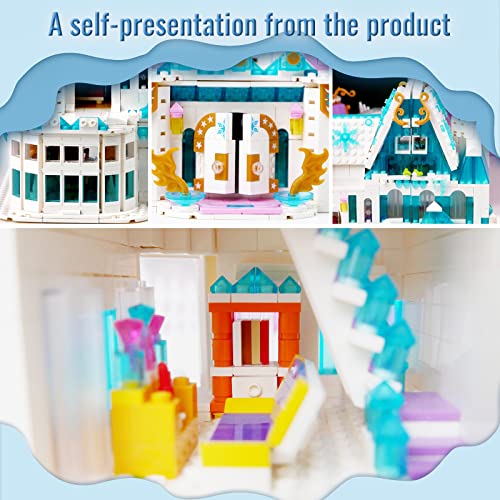 Insgen Micro-Particle Dream Ice Princess Castle Modular Building Blocks House Set for Girls, Building Kit with Mini Dolls, 1972 pcs Ideas Model Bricks Birthday Gift Friends House Playset Toy