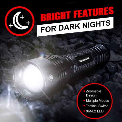 GearLight S2000 LED Flashlight Father's Day Gifts for Dad - Super Bright, Powerful, Mid-Size Tactical Flashlights with High Lumens for Outdoor Activity & Emergency Use, Gift for Him