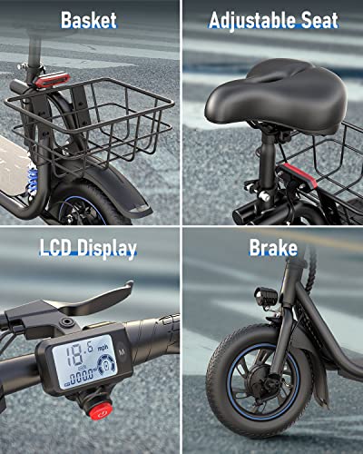 URBANMAX C1 Pro Electric Scooter with Seat, 450W Powerful Motor up to 25 Miles Range, Folding Electric Scooter for Adult Max Speed 18.6 Mph, Escooter for Commuting with Basket