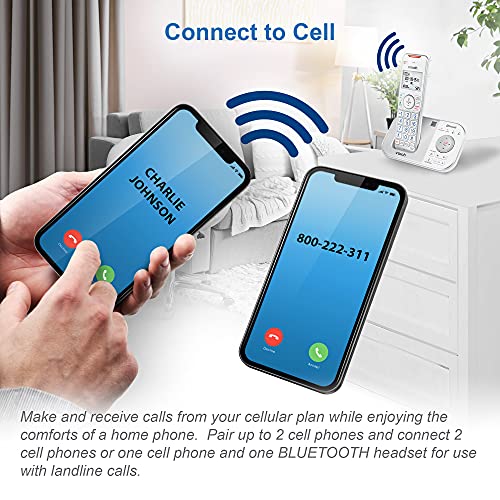 VTech VS112-27 DECT 6.0 Bluetooth 2 Handset Cordless Phone for Home with Answering Machine, Call Blocking, Caller ID, Intercom and Connect to Cell (White)