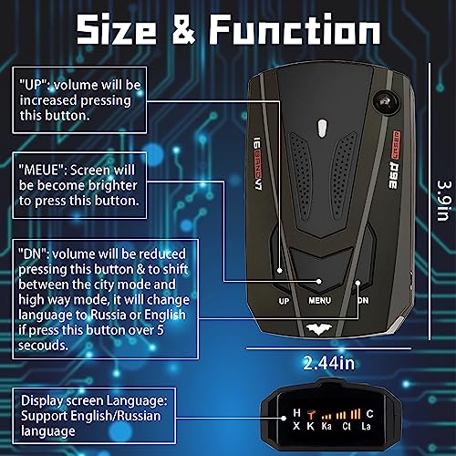 2023 New Radar Detector for Cars with Voice Speed Prompt, 360 ° Detection,Vehicle Speed Alarm System, Led Display, City/Highway Mode, Gifts for Husbands,Boyfriends